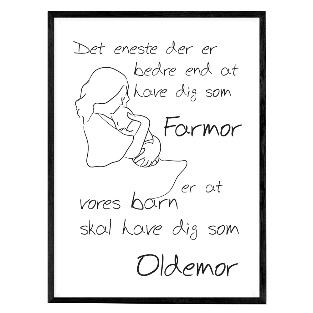 Mor med barn - Farmor du skal være oldemor - graviditets plakater til oldeforældre