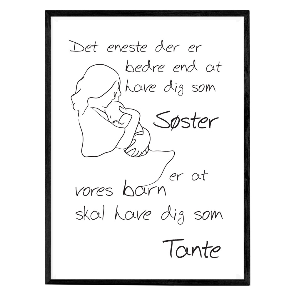 Mor med barn - Søster du skal være tante - graviditetsplakater fra wolfdesign